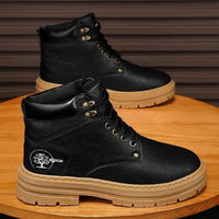 Autumn Fashion Brown Men's Ankle Boots 2025 Comfortable Platform Leather Boots Men Non-slip Work Boots for Men Botas Para Hombre Good Vibrations