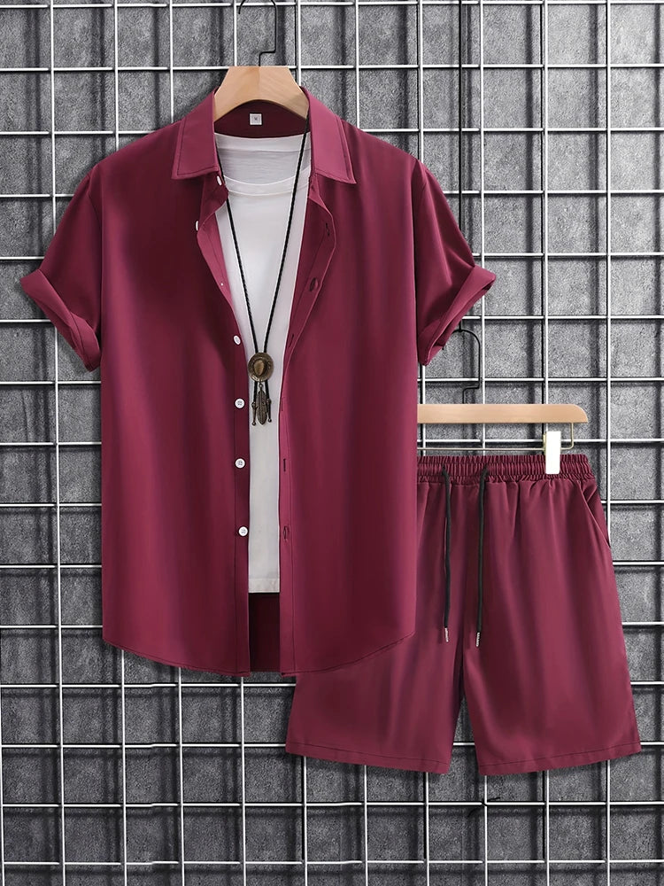 2025 New Summer Casual Men's Shirt And Beach Shorts Set 3D Printed Short-sleeved Outdoor Streetwear Shorts Camisas De Hombre Good Vibrations