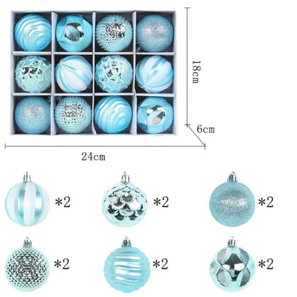 12PCS High-quality Plastic Christmas Ball Set 6CM Suspensable Xmas Ornament Ball 6 Colors Xmas Baubles Scene Supplies Good Vibrations