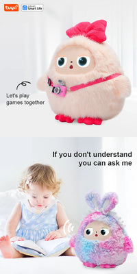 Tuya AI Plush Toy w/Smart Voice & LED Eyes,Interactive Companion for Kids/Adults,Gift-Ready Rechargeable E-Pet open up fun life Good Vibrations