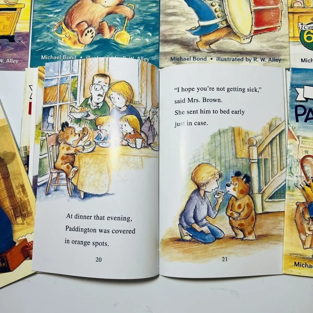 8 Books/set English Picture Book I Can Read Paddington Cartoon Storybook Kids Early Education Children's Learning Book Add Audio Good Vibrations