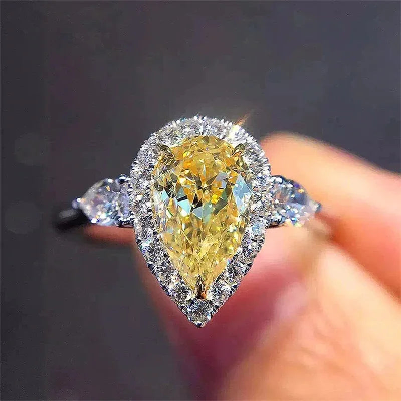 2025 Chic Wedding Rings for Women Aesthetic Female Engagement Accessories Shiny CZ Luxury Bridal Jewelry Trendy  Gift Good Vibrations