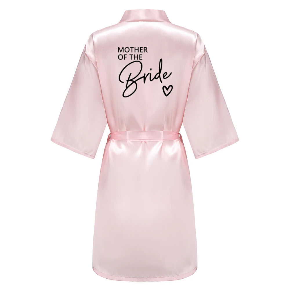 Wedding Party Team Bride Robe With Black Letters Kimono Satin Pajamas Bridesmaid Bathrobe SP003 Good Vibrations