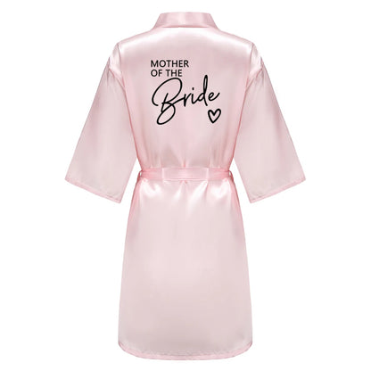 Wedding Party Team Bride Robe With Black Letters Kimono Satin Pajamas Bridesmaid Bathrobe SP003 Good Vibrations
