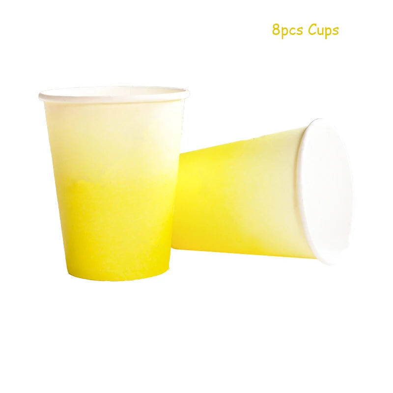 8pcs Gradient Color Disposable Paper Cups Juice Cups Baby Shower Kids Birthday Wedding Picnic Party Tableware DIY Decoration Good Vibrations