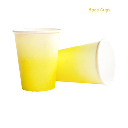 8pcs Gradient Color Disposable Paper Cups Juice Cups Baby Shower Kids Birthday Wedding Picnic Party Tableware DIY Decoration Good Vibrations