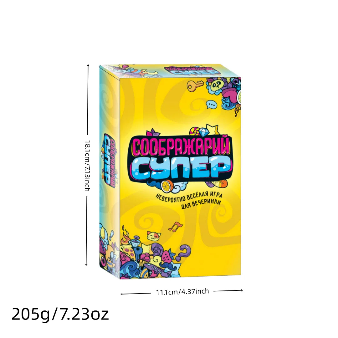 《Соображарий Супер： an Incredibly Fun Party Game》，Russian Version of the Card Game, an Incredibly Fun Game for Parties, Interactive Game, Suitable for Gatherings, Perfect for Halloween, Christmas, and Good Vibrations