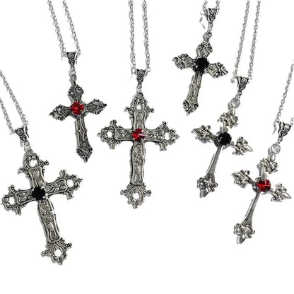 Cross pendant necklace Gothic style zircon inlaid pendant Good Vibrations