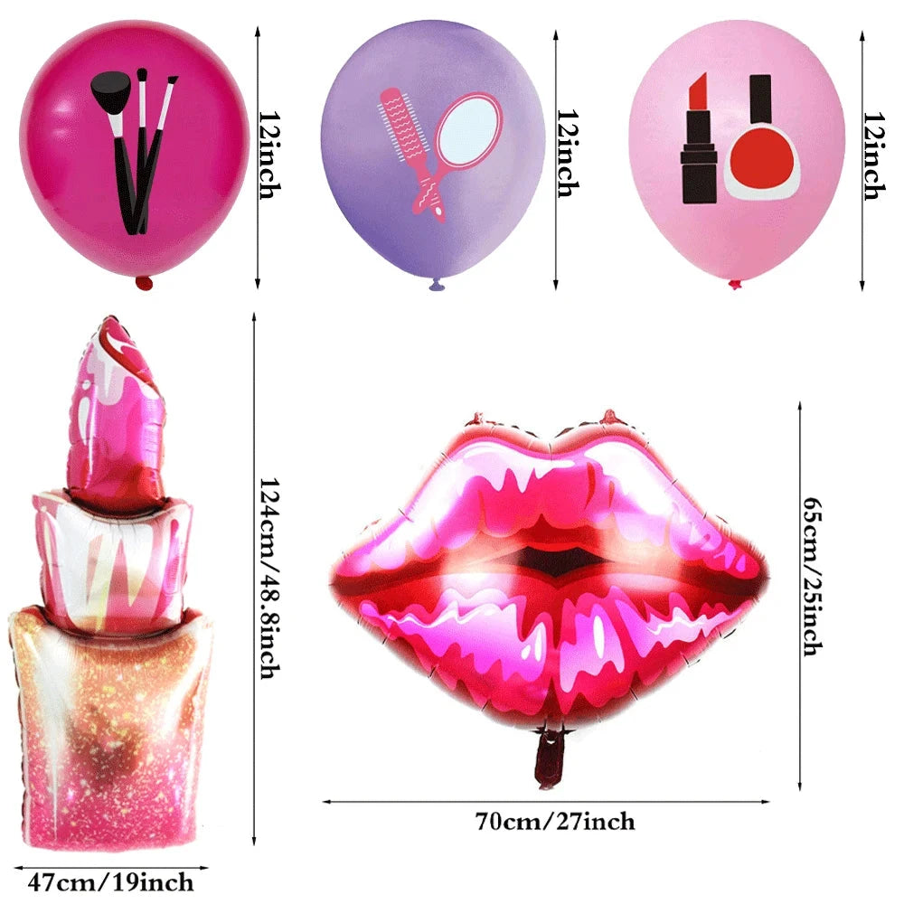 Spa Makeup Party Decorations Happy Birthday Banner Balloons Cake Topper for Girls Women Makeup Birthday Spa Party Decor Supplies Good Vibrations
