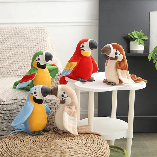 Talking Parrot Toy Interactive Stuffed Animal Plush Toy for Kids Record Parrot Repeat What You Say Funny Bird Toy Children Gift Good Vibrations