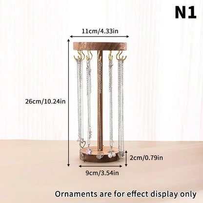 Necklace Holder Organizer Jewelry Tree Stand With 12/18 Metal Hooks Wooden Necklace Display Tower For Home Or Show Selling Use Good Vibrations