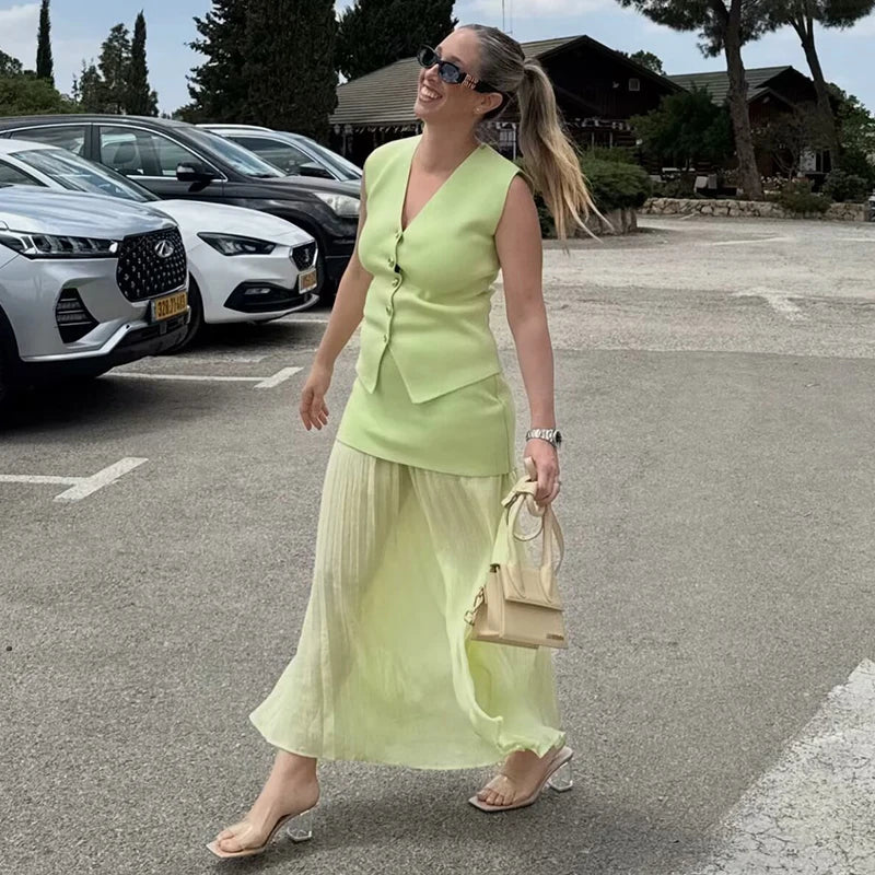 Summer Sets Women's 2025 New Elegant Holiday 2-piece Set Chic Elastic Slim Skirts Women's Sets Street Fashion Youth Suit Good Vibrations