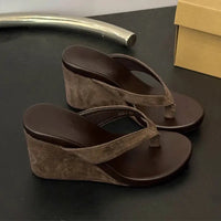 Wedges Women Slippers High Heels Clip Toe Fashion Shoes Designer Woman's Sandals Summer 2025 Flip Flops New Sandalias De Mujer Good Vibrations