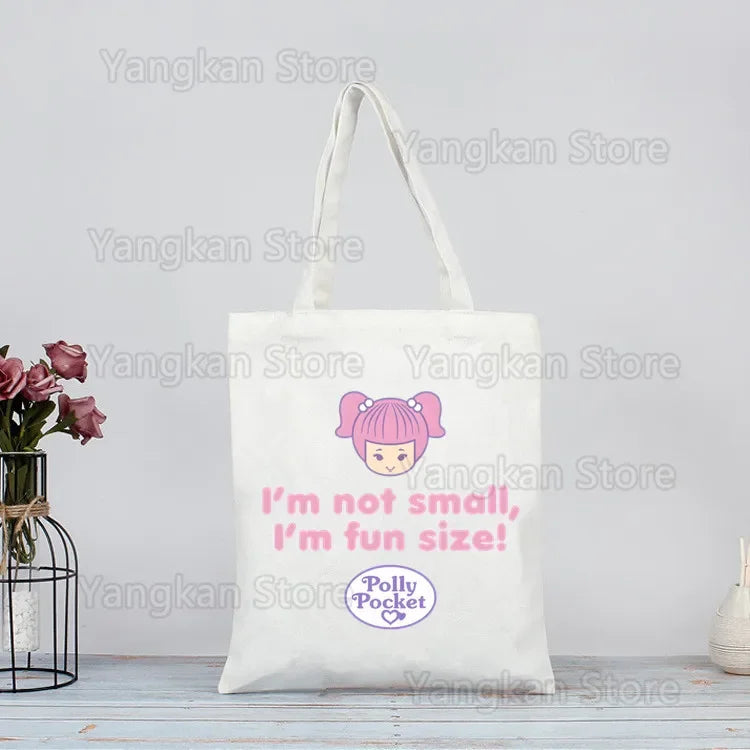 Polly Pocket Print Reusable Shopping Bag Bolsas De Tela Grocery Shopper Shopping Jute Bag Cotton Bag Jute Sacola Reciclaje Good Vibrations