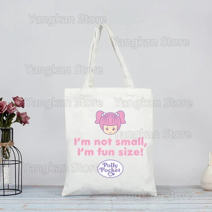 Polly Pocket Print Reusable Shopping Bag Bolsas De Tela Grocery Shopper Shopping Jute Bag Cotton Bag Jute Sacola Reciclaje Good Vibrations