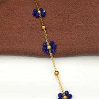Gifts for Her: Women's Navy Blue Small Floral Charm Bracelet, Birthday Valentine Christmas Halloween Gift Good Vibrations
