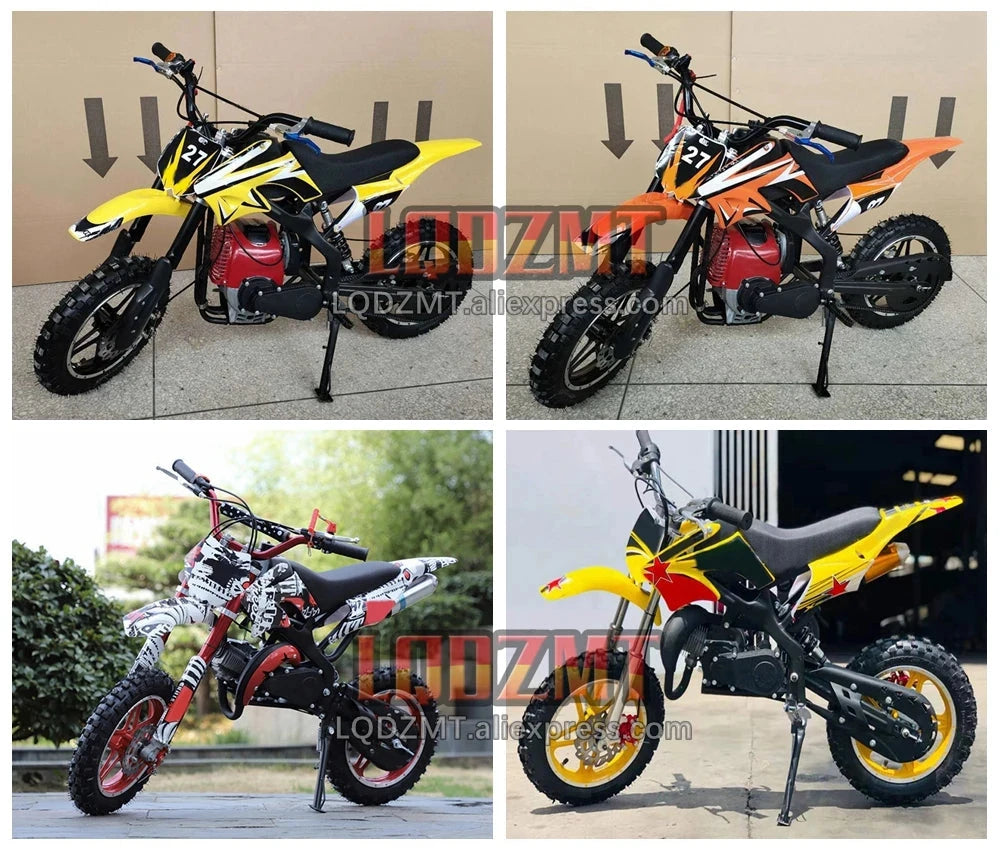 49CC 50CC 4-Stroke ATV OFF-road Gasoline Motorcycle Racing MOTO Dirt Bike Motorbike For Adult Children Boy Girl Child Men Women Good Vibrations