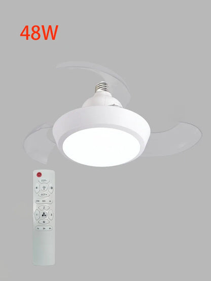 Socket Fan Light with Remote, 20.5in Small Ceiling Fan with LED, E26/27 Cordless Light Screw Fan for Kitchen Bedroom, Small Room Good Vibrations