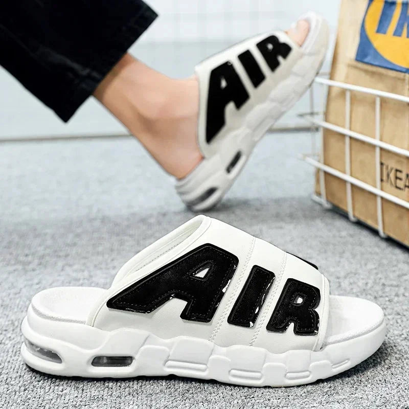 Men Air Cushion Design Slide Man Summer PVC Soft Non-slip Men's Sports Slippers New Slippers for Men Flip Flops Chanclas Hombre Good Vibrations