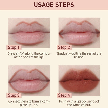 QIBEST Matte Nude Lipstick Pen Long Lasting Lipliner Lip Pencil Waterproof Lip Liner Contour Sexy Red Lip Makeup Set For Women Good Vibrations