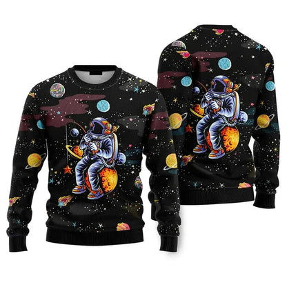 Fashion Santa Claus Beer Ugly Christmas Sweater For Men Clothing 2026 New Year Hoodie Streetwear Holiday Party Sweatshirts Good Vibrations