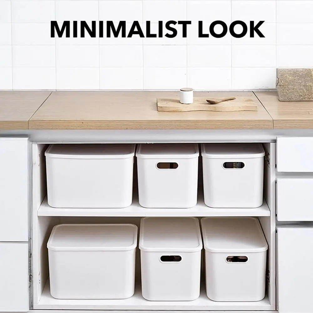New Home Container Stackable Storage Box Organizer Container With Lid Cover Plastic Good Vibrations