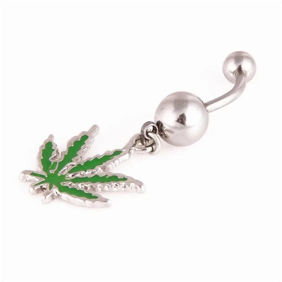 1/2pcs 316L Stainless Steel Leaf Belly Button Ring for Women, Green Maple Leaf Dangle Belly Barbell Navel Body Piercing Jewelry Good Vibrations Adult Super Store