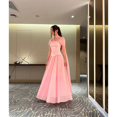 Customized Evening Dresses Woman Elegant Party Dresses for Women Luxury Women Evening Dress Square Collar Prom Dress 2025 Pink