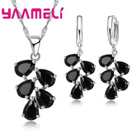 Anniversary Gift For Women Trendy 925 Sterling Silver Color Jewelry Sets Cubic Zirconia Pendants Necklaces Charm Hoop Earrings Good Vibrations Adult Super Store