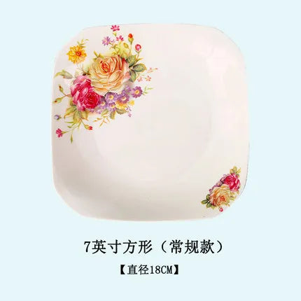 7-inch square expensive plate bone china ceramic tableware square deep plate steamed dish healthy ceramic food plate Good Vibrations