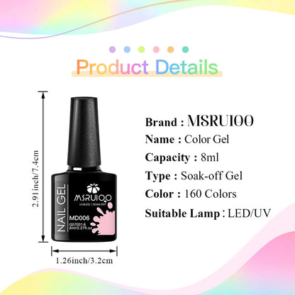 MSRUIOO 6pcs Nude Pink Gel Nail Polish Set Glitter Colorful Semi Permanent UV Gel Kits DIY Nail Art Painting Varnish Manicure Good Vibrations