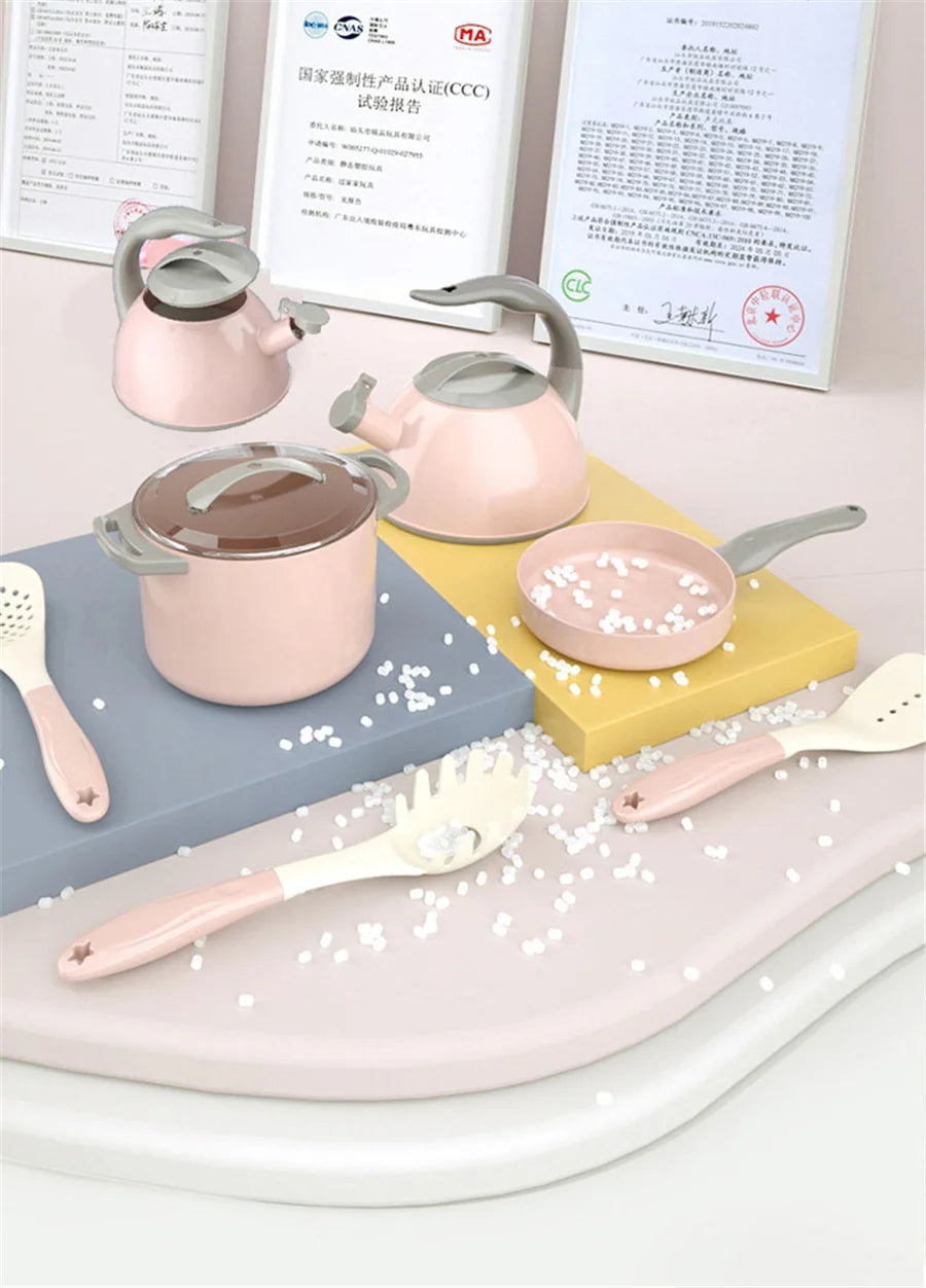Toy Kitchen for Kids Cooking Utensils Children's Pretend Play Cutting Miniature Food Set Pot Pan Educational Unisex Novel Gift Good Vibrations