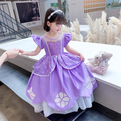 Girls Sofia Princess Dress Birthday Party Costume Kids Summer Purple Sophia Vestido Baby Halloween Cosplay Luxury Gown Good Vibrations