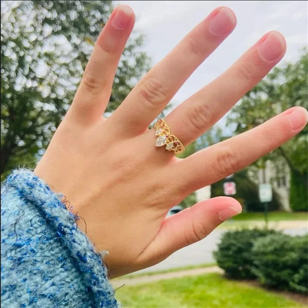 Charm Rapunzel Crown Rings Princess Jewelry For Woman Girl Fashion Wedding Accessories Gold Plated Adjustable Rings Gift For Her Good Vibrations Adult Super Store