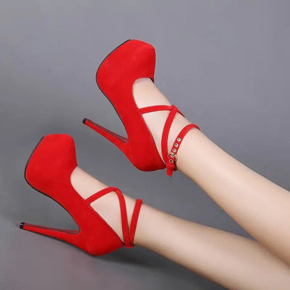 Sexy High Heels Ladies Stilettos Strappy Pumps Women's Sandals Summer Shoes Platform Heels Woman Ankle Strap Shoes Good Vibrations