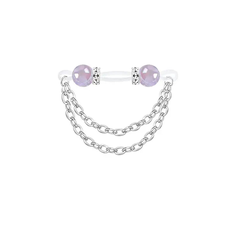 1 Pair Adjustable Fake Nipple Rings No-Pierce Acrylic Nipple Rings With Glitter Beads Perfect For Party Good Vibrations