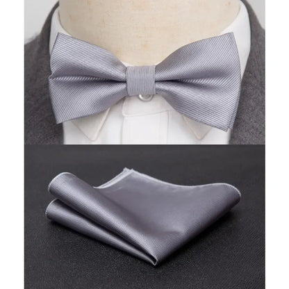 Mens Bowtie Cravat Set Solid Black Pink Red Fashion Butterfly Ties for Men Handkerchief Party Man Gift Wedding Dress Accessories
