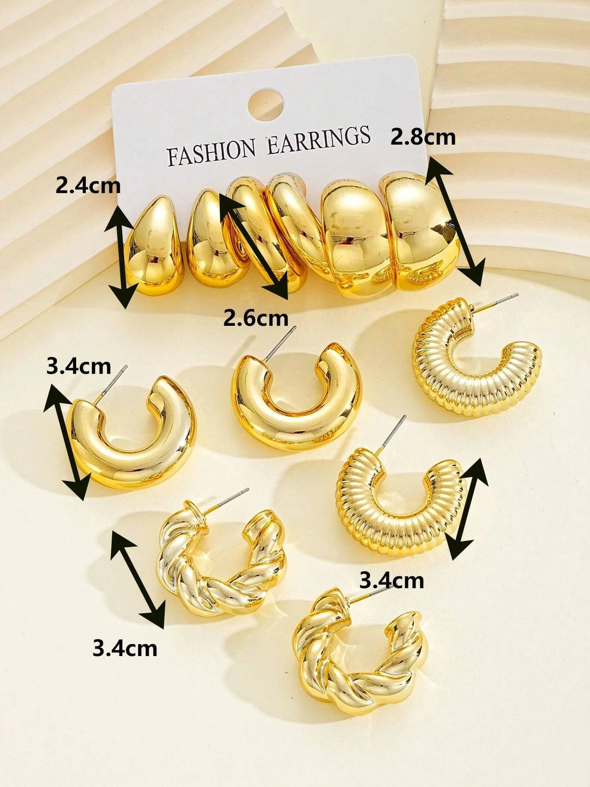 Fashion Classic Twist C Shape Earring Set For Women Tear Drop Design Gold Color Earrings Daily Workplace And Party Outfits Gifts Good Vibrations