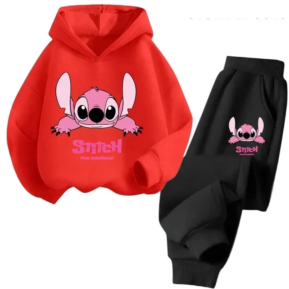 Children Hoodies Stitch Kawaii Fashion Pullover Sweatshirt Anime Trucksuit Manga Cartoons Girls Boy Kids Autumn Casual Clothes Good Vibrations