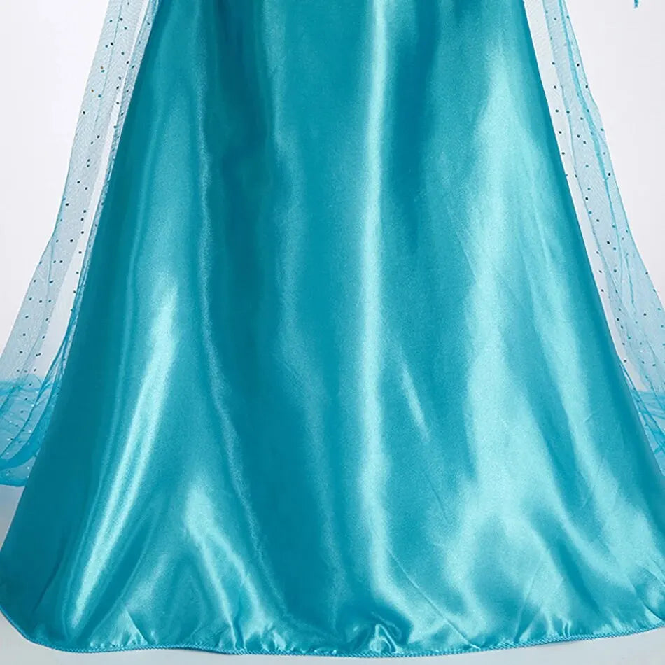 Halloween Elsa Dress for Girls Children Party Princess Costume Kids Disguise with Long Cloak Girl Snow Queen Carnival Clothes Good Vibrations