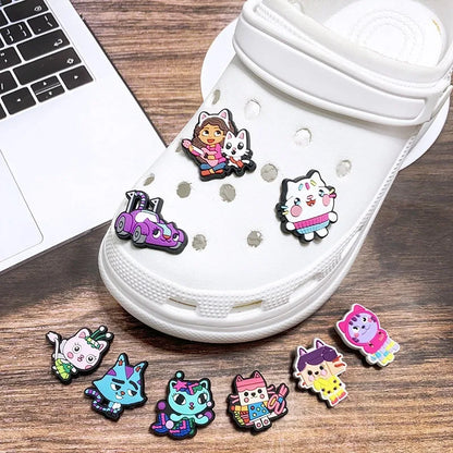 12pcs/set Gabby's Dollhouse Girls Cartoon Shoe Charms DIY Toy for Classic Clog Kids Gift Good Vibrations