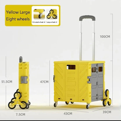 Home Supplies Trolley Shopping Storage Containers Folding Cart Plastic Shopping Cart Vehicle Mounted Storage Box Bag On Wheels Good Vibrations