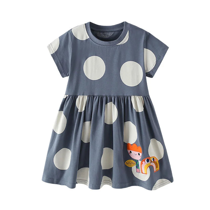 Jumping Meters 2-7T Summer Princess Girls Dresses Short Sleeve Animals Bunny Children's Clothing Hot Selling Toddler Kids Frocks Good Vibrations