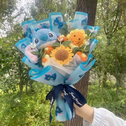 Cartoon Anime Stitch Plush Bouquet Doll Toys Stuffed Animals Creative Handmade Bouquets Birthday Christmas Valentine Gifts Good Vibrations