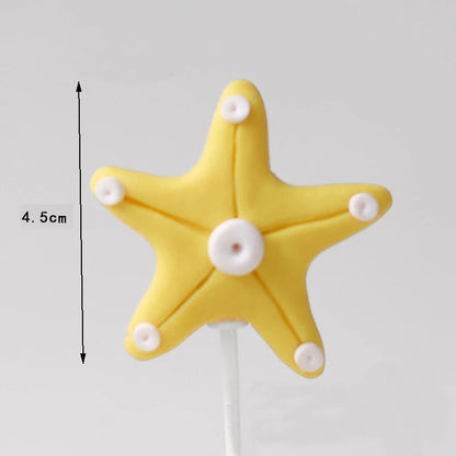 Mermaid Theme Cake Toppers Shell Starfish Fish Tail Children Girl Birthday Wedding Baby Shower Party Cake Decorations Supplies Good Vibrations