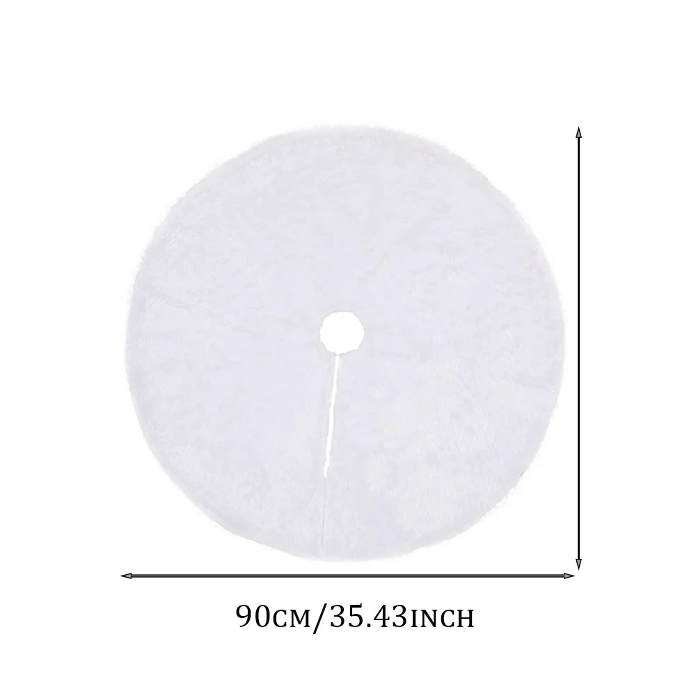 Christmas Tree Decoration,78/90/122cm White Plush Christmas Tree Skirt,Xmas Tree Base Mat,Christmas Home Decoration 2025 Good Vibrations