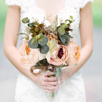 30CM Wedding Decoration Bridal Holding Flowers Artificial Roses Bundle Home Decoration Photography Props Silk Flowers Good Vibrations