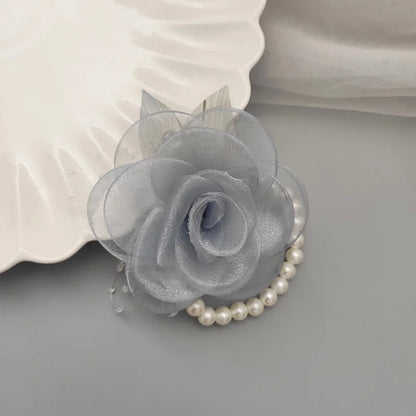 Girls Bridesmaid Wrist Flowers Pearl Ribbon Rose Bracelet for Wedding Prom Party Bride to Be Bridesmaid Gift Wedding Accessories Good Vibrations