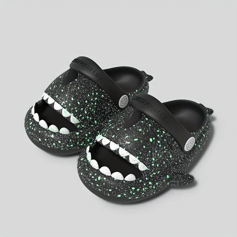 Kids' Shark Luminous Sandals Slip-On Waterproof Breathable Lightweight Non-Slip Casual Shoes for Boys and Girls Strap Slippers Good Vibrations