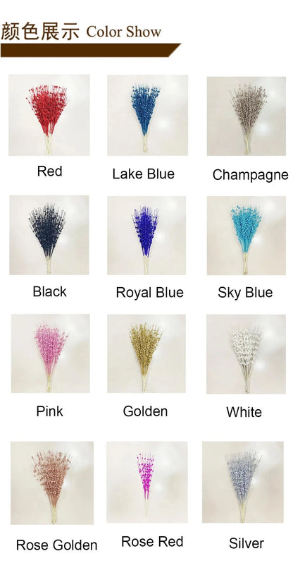 Christmas Tree Decoration, Fake Glitter Berry Leave, Dried Branch, Golden Powder, Flower Material, New Year Party, 1Pc, 12 Forks Good Vibrations